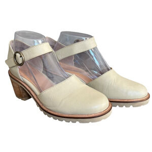 Seychelles Womens Lock And Key Shoes Beige 8.5 Mary Jane Heels Pump Chunky